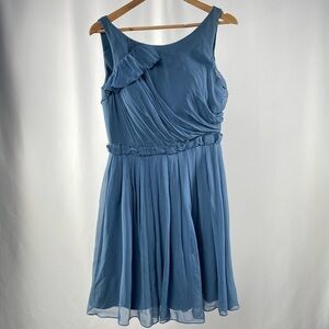 Ivy &‎ Aster Silk Sleeveless Mini Dress in Stormy Blue Size 10